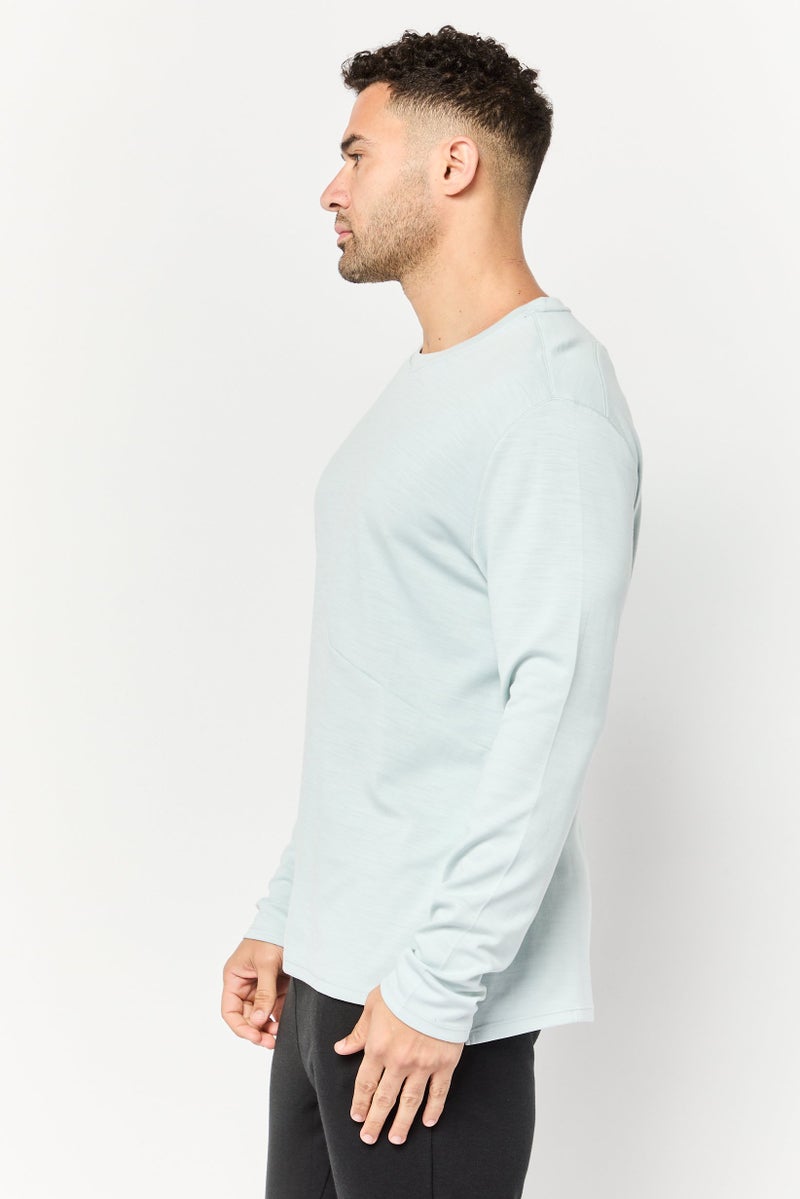 Hoka Men Sportswear Fit Long Sleeve Training T-Shirt, Ice Blue - Image 2